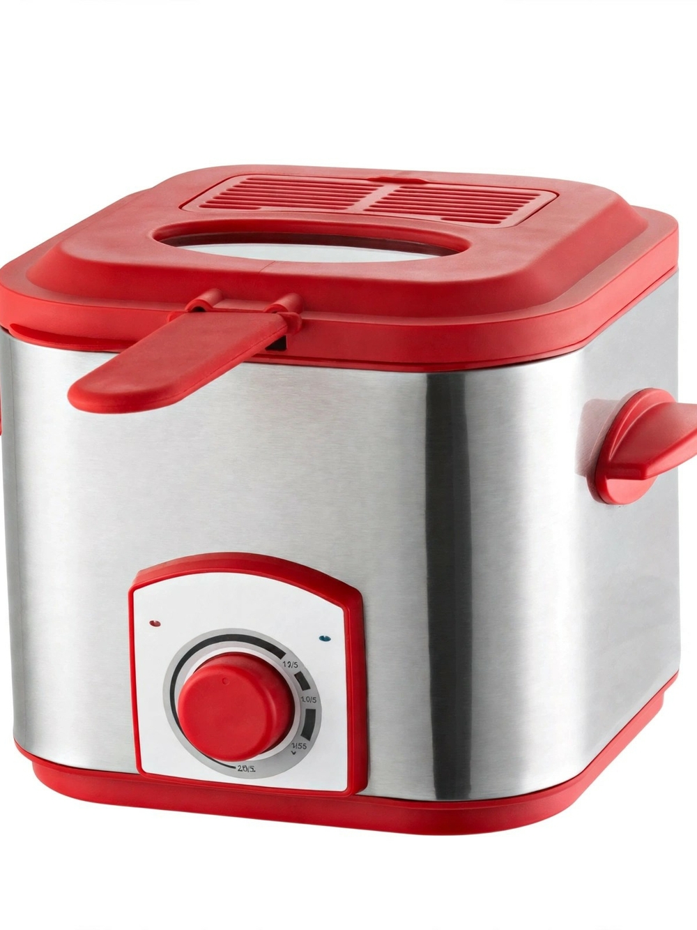 Cook’s Essentials 1.3 Qt Nonstick Stainless Steel Deep Fryer - Red
